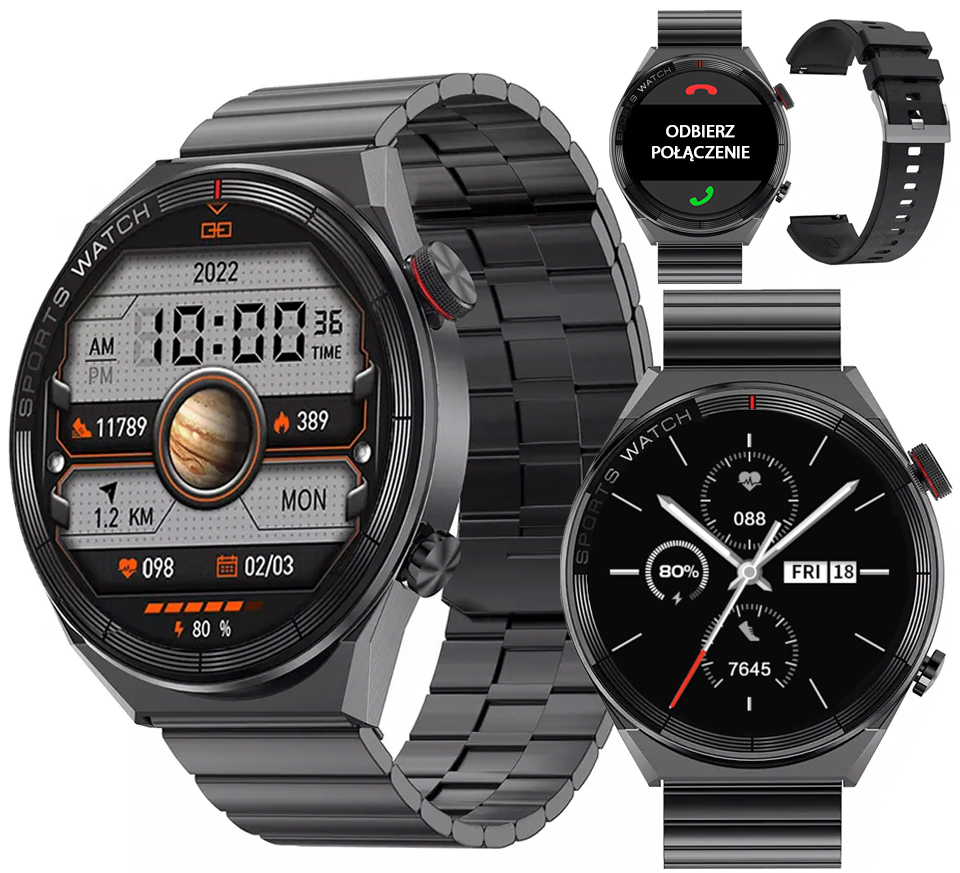 Smartwatch Zegarek M ski SG Gadgets DT3 Mate Rozmowy Polskie Menu